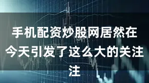 手机配资炒股网居然在今天引发了这么大的关注
